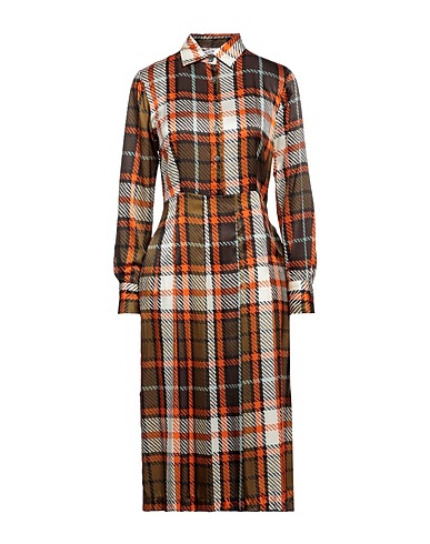 CALIBAN Midi dress Dark brown 59% Viscose, 32% Silk, 9% Elastane