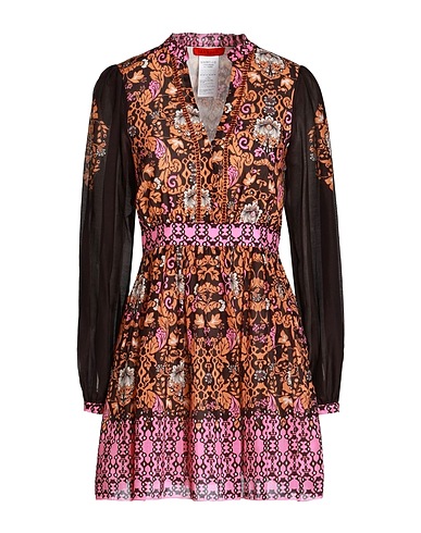 MAX&Co. Short dress Dark brown 72% Cotton, 28% Silk