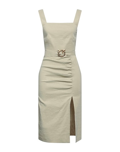 PINKO Midi dress Sage green 59% Linen, 38% Viscose, 3% Elastane