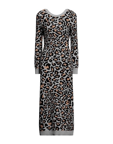 DUNDAS Midi dress Grey 90% Wool, 10% Cashmere