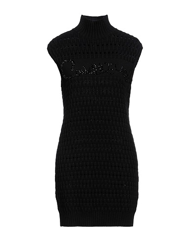 CAVALLI CLASS Sheath dress Black 70% Cotton, 30% Wool