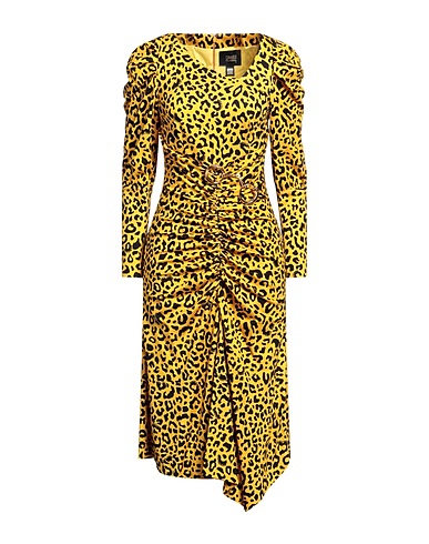 CAVALLI CLASS Midi-Kleid Gelb 93% Viskose, 7% Elastan
