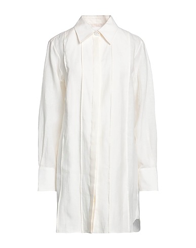 CHLOÉ Vestito chemisier Avorio 100% Lino, Madreperla