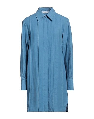 CHLOÉ Vestito chemisier Blu chiaro 100% Lino, Madreperla