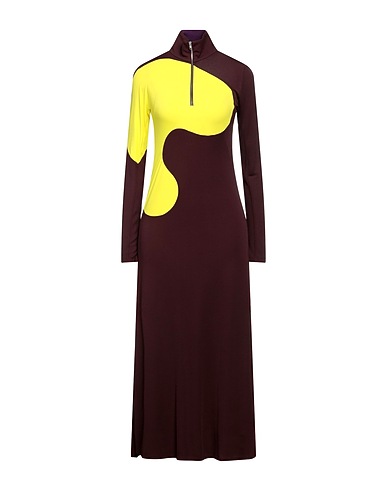 TORY BURCH Midi dress Chocolate brown 100% Viscose, Polyamide, Elastane