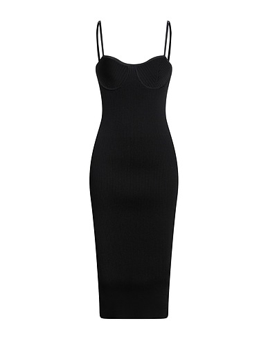 HELMUT LANG Midi dress Black 77% Viscose, 16% Polyester, 6% Polyamide, 1% Elastane