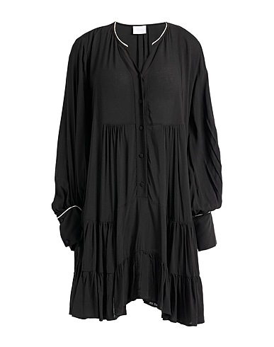 MERCI ITALIA Shirt dress Black 100% Viscose