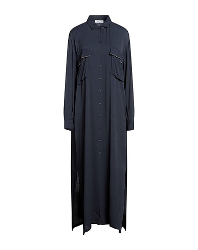 FABIANA FILIPPI Long dress Navy blue 57% Acetate, 43% Silk