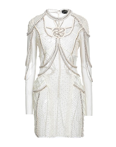 ELISABETTA FRANCHI Short dress Ivory 100% Polyamide, Viscose, Plastic, Glass, Metal