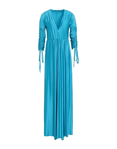 MISS UNIKE Long dress Turquoise 95% Polyester, 5% Elastane