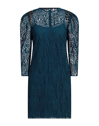 ALBERTA FERRETTI Short dress Deep teal 100% Polyester, Glass, Polyamide