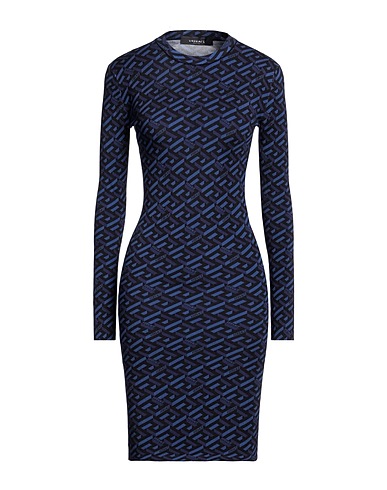 VERSACE Midi dress Blue 55% Silk, 45% Viscose