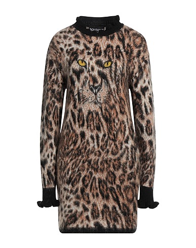BOUTIQUE MOSCHINO Short dress Camel 37% Acrylic, 35% Polyamide, 28% Mohair wool, Virgin Wool, Elastane