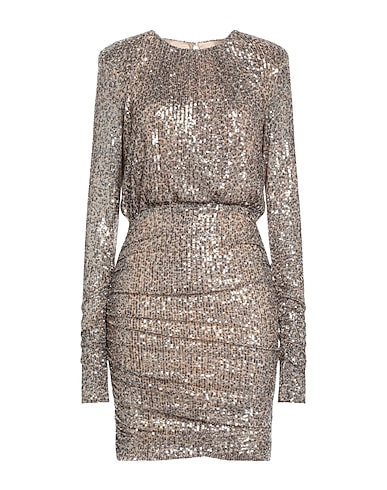 RELISH Short dress Beige 97% Polyester, 3% Elastane