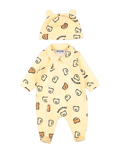 MOSCHINO BABY Set baby Giallo pastello 100% Cotone, Cotone organico