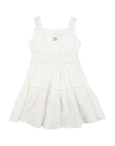 DOLCE&GABBANA Επίσημο φόρεμα Λευκό 98% Βαμβάκι, 2% Πολυεστέρας, Μπρούντζος, Κρύσταλλο