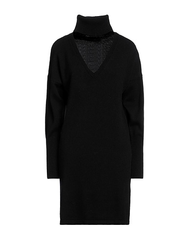 FEDERICA TOSI Vestito corto Nero 90% Lana, 10% Cachemire