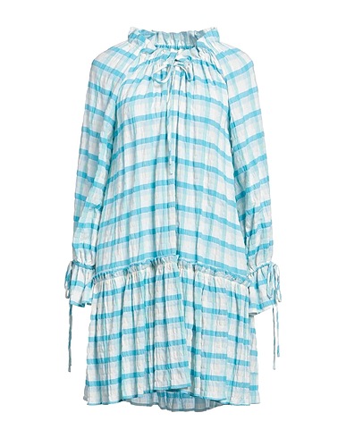 BOHELLE Short dress Sky blue 50% Cotton, 48% Viscose, 1% Polyamide, 1% Elastane