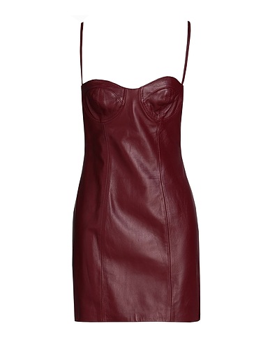 8 by YOOX Sheath dress LEATHER TUBE DRESS
 Burgundy 100% Lambskin