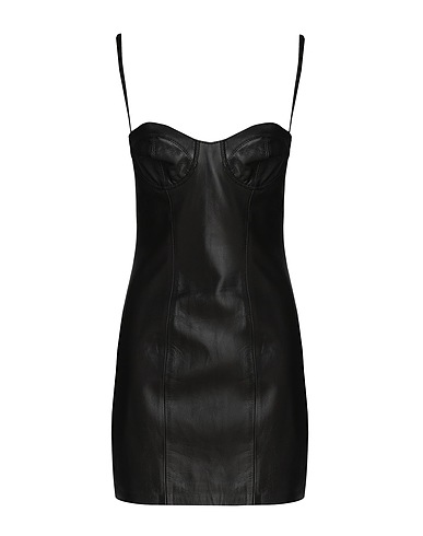 8 by YOOX Sheath dress LEATHER TUBE DRESS
 Black 100% Lambskin