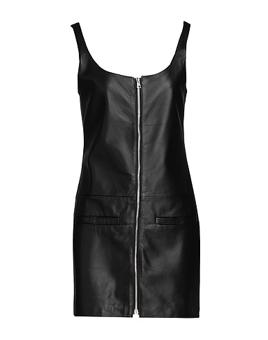 8 by YOOX Vestito corto LEATHER FRONT-ZIP MINI DRESS
 Nero 100% Pelle di agnello