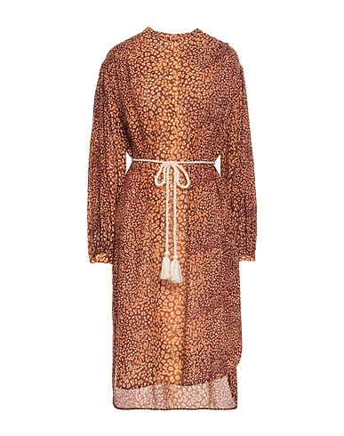 ULLA JOHNSON Midi dress Brown 55% Cotton, 45% Viscose