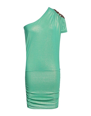 MET JEANS One-shoulder dress Green 90% Viscose, 10% Elastane
