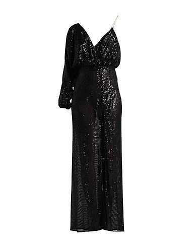 ELISABETTA FRANCHI Long dress Black 90% Polyester, 10% Elastane