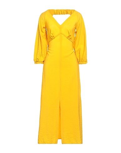 CLOSET Midi dress Yellow 85% Viscose, 15% Polyester