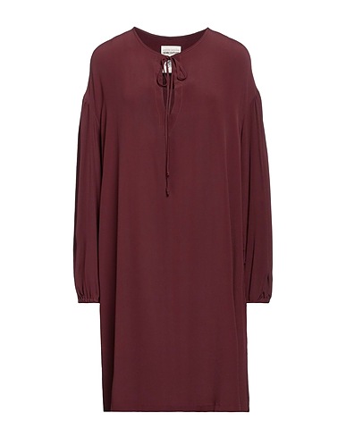 SEMICOUTURE Short dress Chocolate brown 65% Acetate, 35% Silk