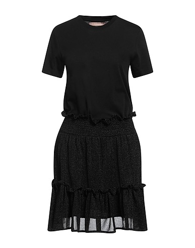 LE TWINS Short dress Black 100% Polyester, Cotton