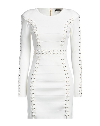 ELISABETTA FRANCHI エレガントドレス ホワイト レーヨン 52% / ナイロン 28% / ポリエステル 20% / 金属