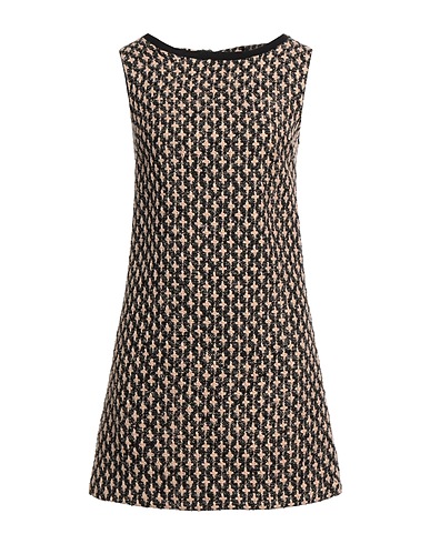 SPAGO DONNA Short dress BEIGE 90% Polyester, 10% Elastane