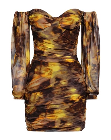 DONDUP Sheath dress Yellow 100% Viscose