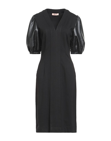 TWINSET Midi dress Black 68% Viscose, 27% Polyamide, 5% Elastane, Polyester