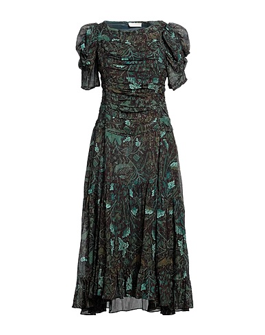 ULLA JOHNSON Midi dress Green 56% Cotton, 42% Viscose, 2% Metallic Polyester