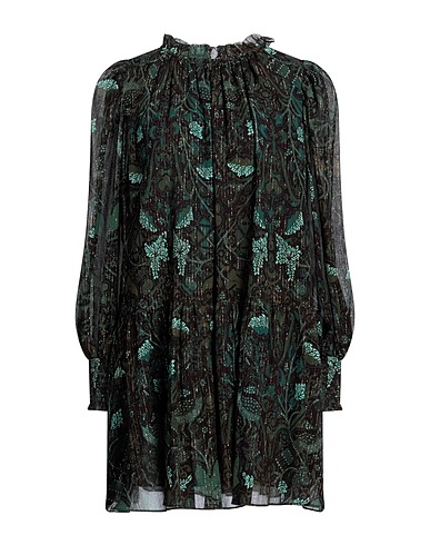ULLA JOHNSON Vestito corto Verde scuro 56% Cotone, 42% Viscosa, 2% Poliestere metallizzato