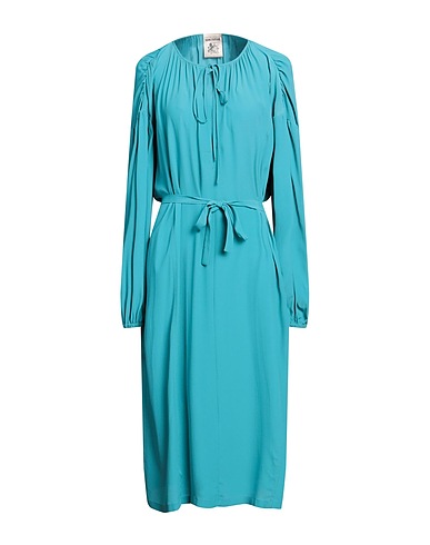 SEMICOUTURE Midi dress Turquoise 65% Acetate, 35% Silk