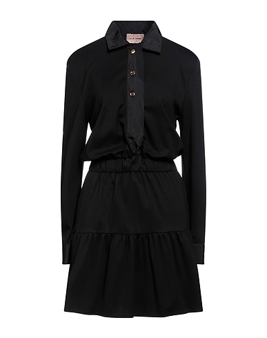 LE TWINS Vestito corto Nero 50% Poliestere, 50% Cotone