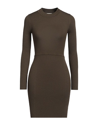 SANDRO Sheath dress Khaki 46% Acrylic, 43% Wool, 9% Polyamide, 2% Elastane