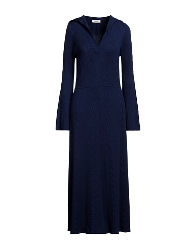 SANDRO Long dress Blue 46% Acrylic, 42% Wool, 10% Polyamide, 2% Elastane