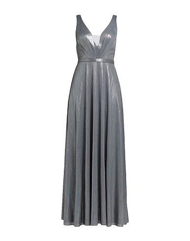 SOLOGIOIE Long dress Silver 100% Polyester
