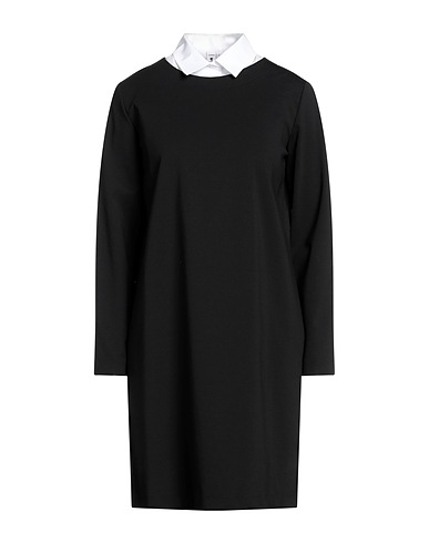 EUROPEAN CULTURE Kurzes Kleid Schwarz 52% Baumwolle, 40% Polyamid, 8% Elastan