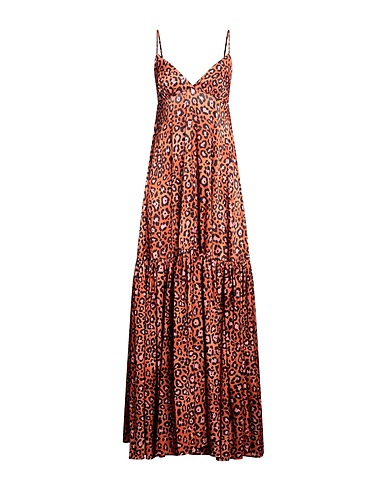 SHERRY BE Langes Kleid Rostrot 97% Polyester, 3% Elastan