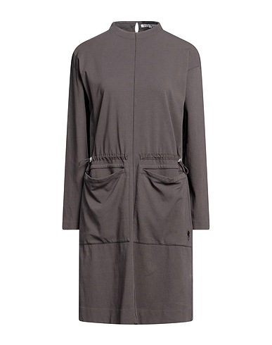 EUROPEAN CULTURE Short dress Dark brown 92% Cotton, 8% Elastane