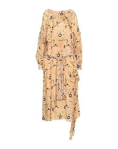 ONE TEASPOON Vestido midi Mostaza 100% Viscosa