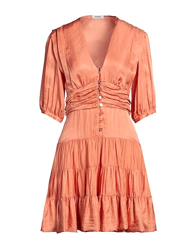 SANDRO Short dress Orange 100% Acetate