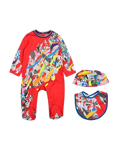 DOLCE&GABBANA Baby accessories set Red 50% Modal, 50% Cotton, Elastane, Polyurethane