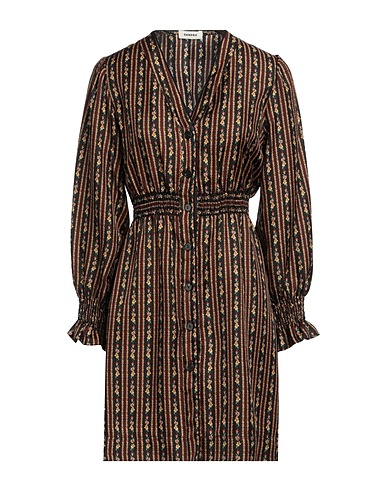 SANDRO Shirt dress Brown 100% Silk, Polyester