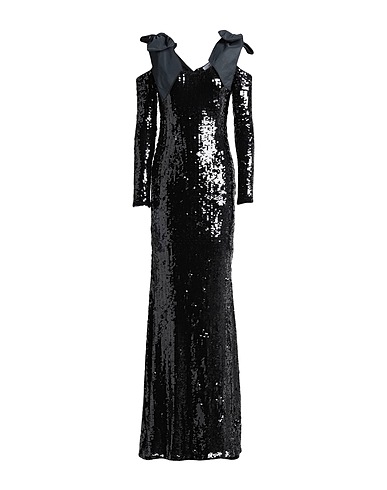 ELISABETTA FRANCHI Long dress Black 100% Polyamide, Polyester, Plastic